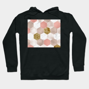 Blush carat and marble hexagons Hoodie